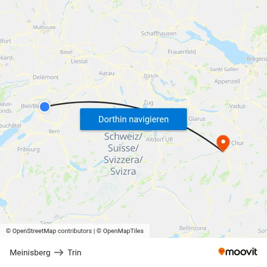 Meinisberg to Trin map