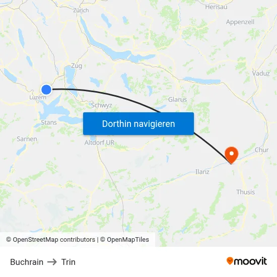 Buchrain to Trin map