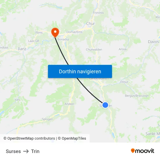Surses to Trin map