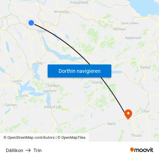 Dällikon to Trin map