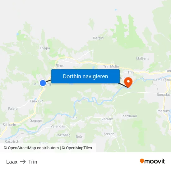 Laax to Trin map