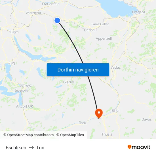 Eschlikon to Trin map