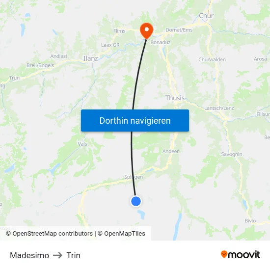 Madesimo to Trin map