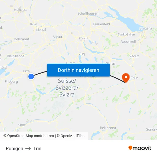 Rubigen to Trin map