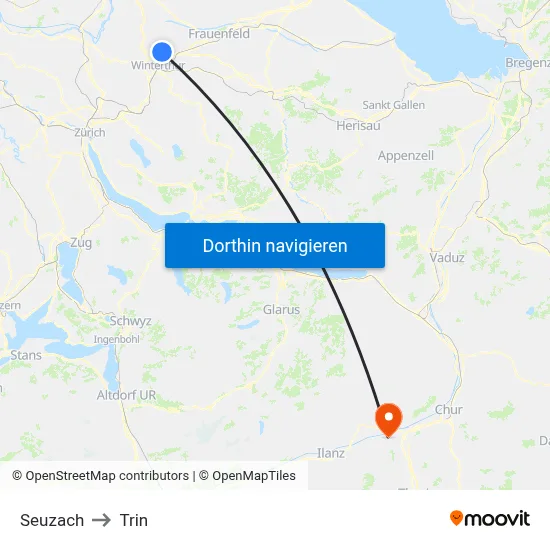 Seuzach to Trin map