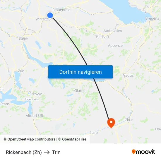 Rickenbach (Zh) to Trin map
