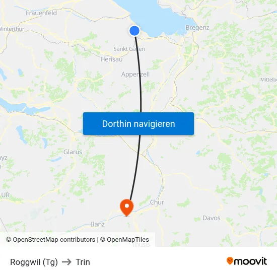 Roggwil (Tg) to Trin map