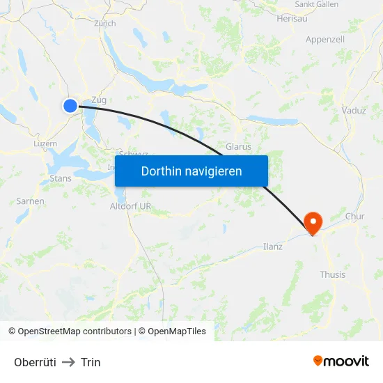 Oberrüti to Trin map