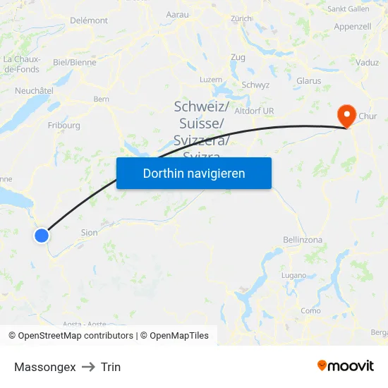 Massongex to Trin map