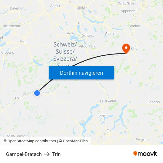 Gampel-Bratsch to Trin map