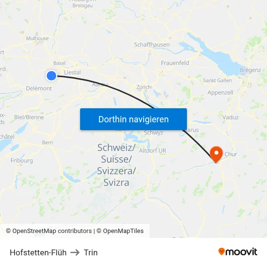 Hofstetten-Flüh to Trin map