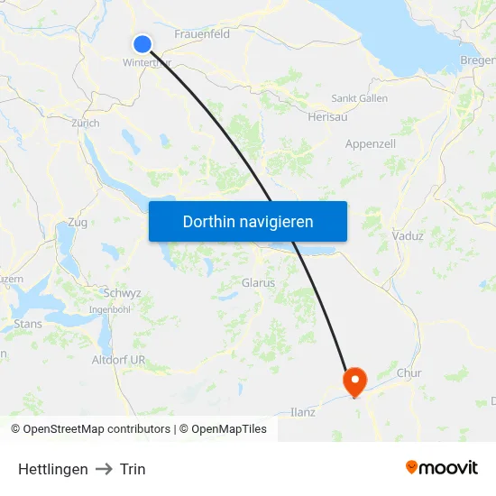 Hettlingen to Trin map