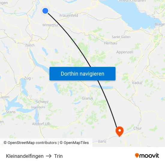 Kleinandelfingen to Trin map