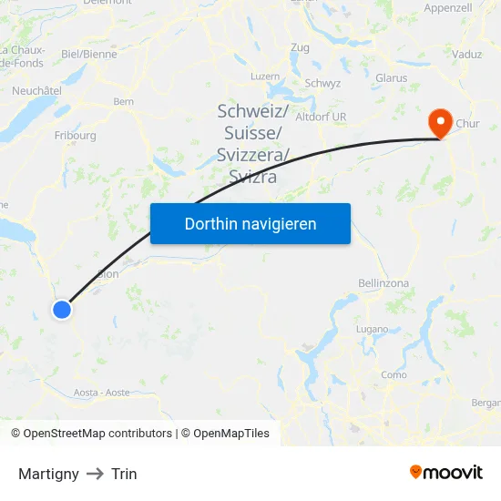 Martigny to Trin map