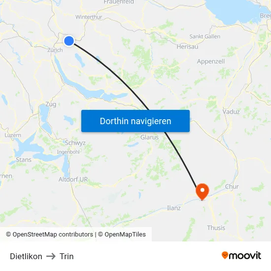 Dietlikon to Trin map