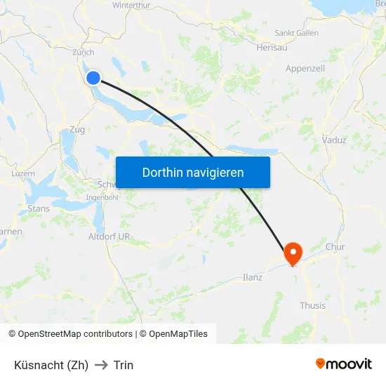 Küsnacht (Zh) to Trin map