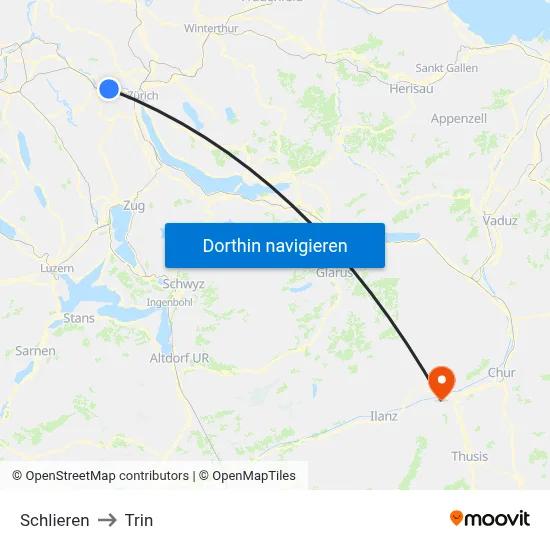 Schlieren to Trin map
