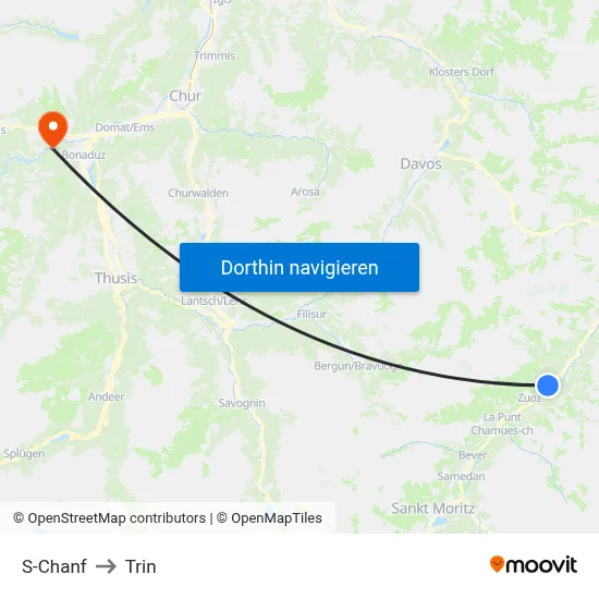 S-Chanf to Trin map