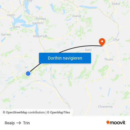 Realp to Trin map