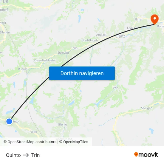 Quinto to Trin map