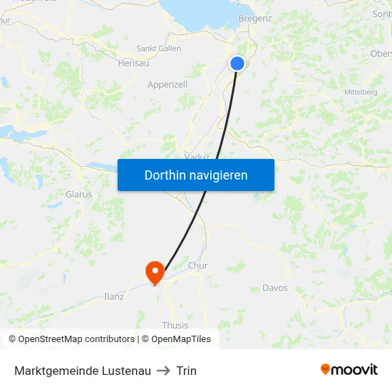 Marktgemeinde Lustenau to Trin map