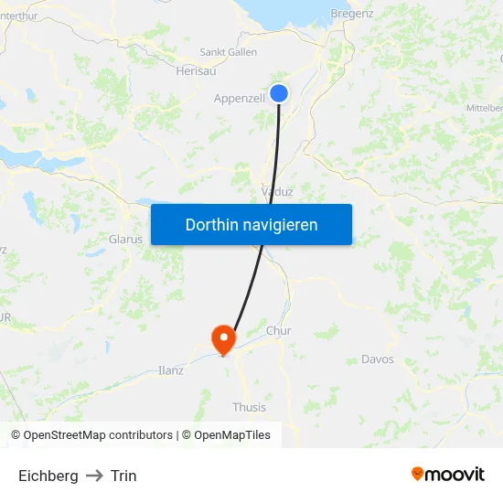 Eichberg to Trin map