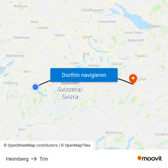 Heimberg to Trin map