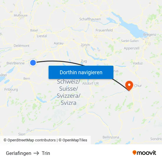 Gerlafingen to Trin map