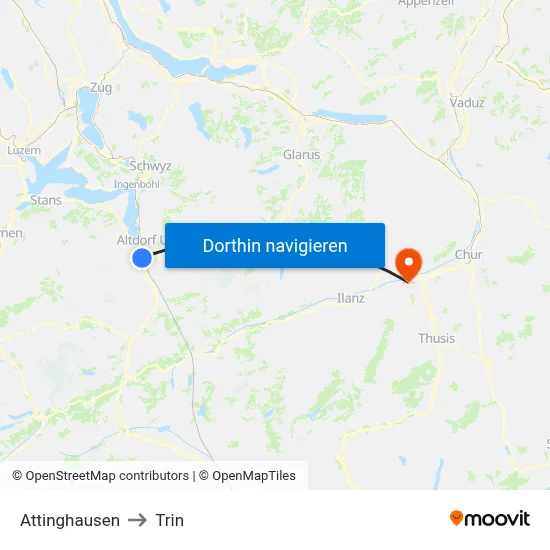Attinghausen to Trin map