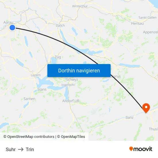 Suhr to Trin map