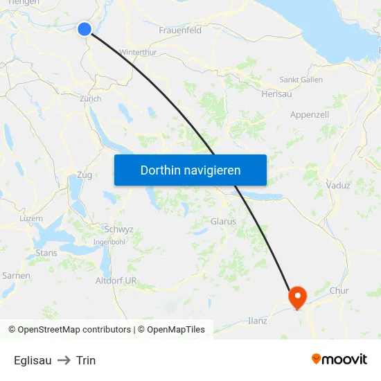 Eglisau to Trin map
