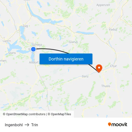 Ingenbohl to Trin map
