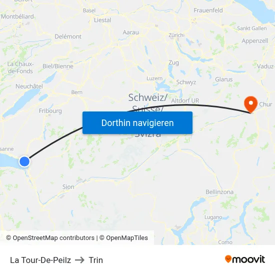 La Tour-De-Peilz to Trin map