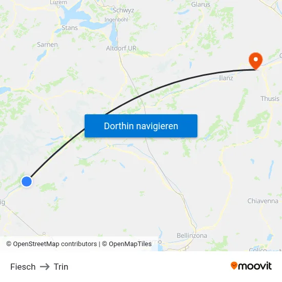 Fiesch to Trin map