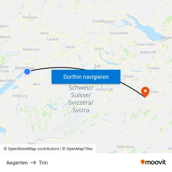 Aegerten to Trin map