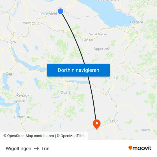 Wigoltingen to Trin map