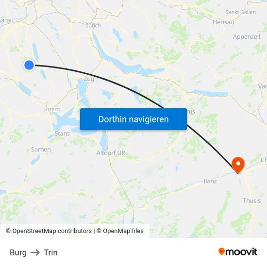 Burg to Trin map