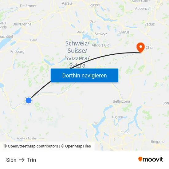 Sion to Trin map