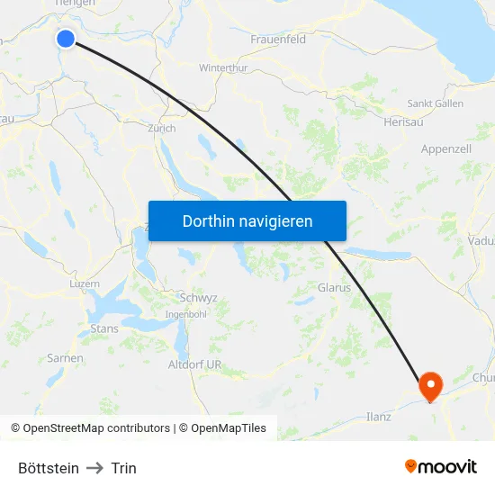 Böttstein to Trin map