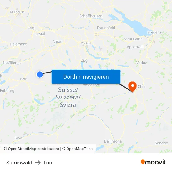 Sumiswald to Trin map