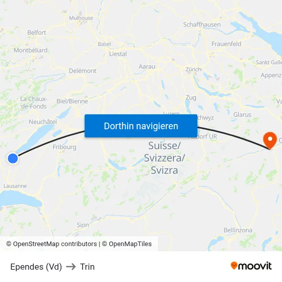 Ependes (Vd) to Trin map