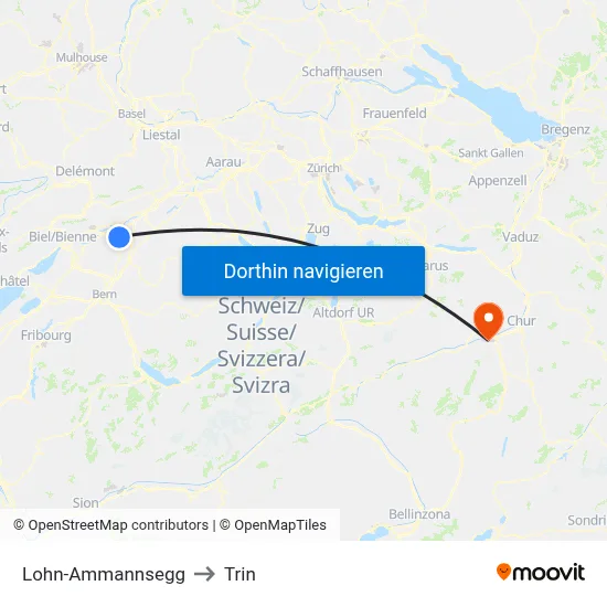 Lohn-Ammannsegg to Trin map