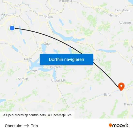 Oberkulm to Trin map