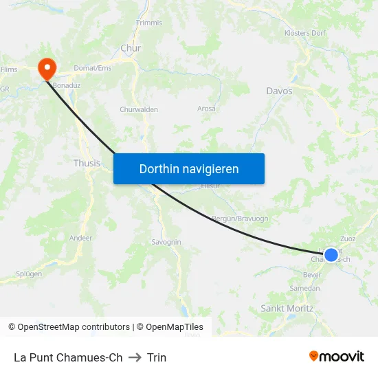 La Punt Chamues-Ch to Trin map