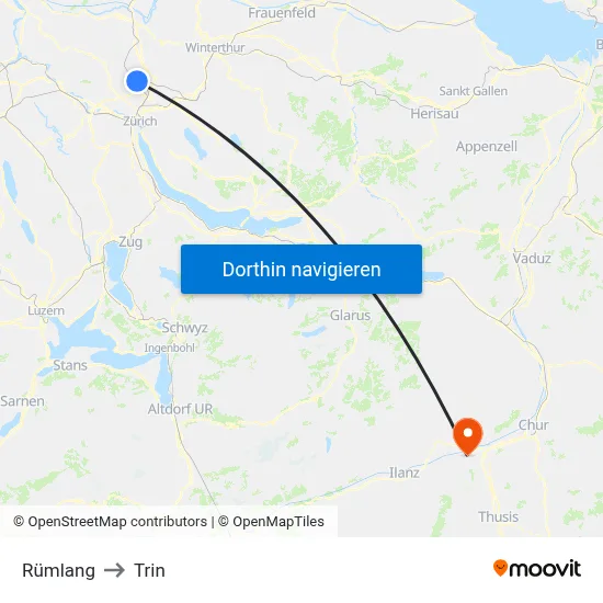 Rümlang to Trin map