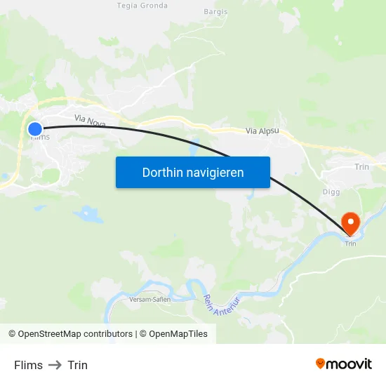 Flims to Trin map