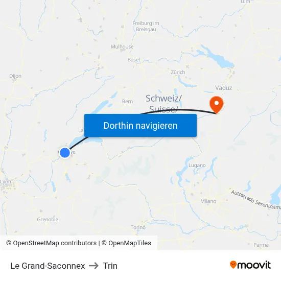 Le Grand-Saconnex to Trin map