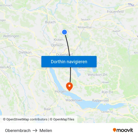 Oberembrach to Meilen map