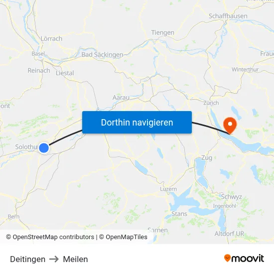 Deitingen to Meilen map