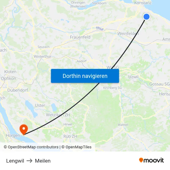 Lengwil to Meilen map